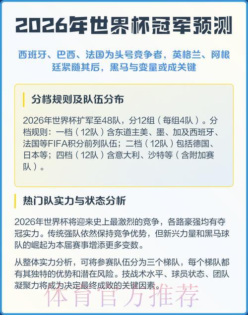 2026年世界杯赛事预测实用指南 2026年世界杯赛事预测实用指南